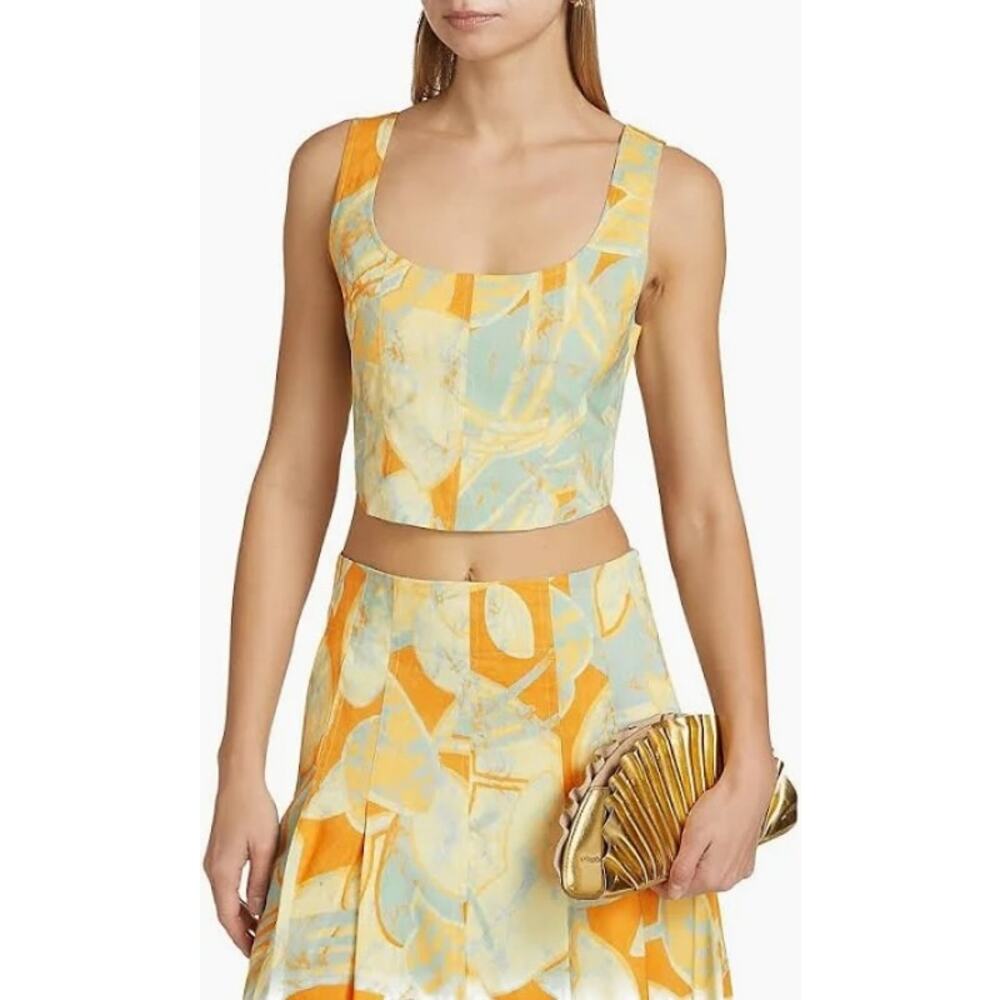 A.L.C. Isabel Sea Glass Print Crop Top Sleeveless Scoop Neck Tank NWT Size 0 XS